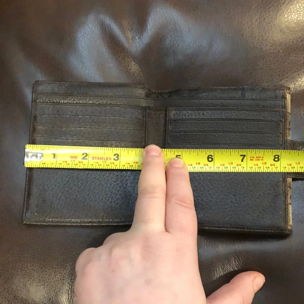 GUCCI Men GG Trifold Canvas Jacquard Wallet Brown Leather